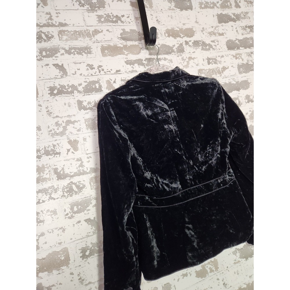 Black Crushed Velvet Blazer Size 6 Tailored Romantic Whimsigoth - Picture 10 of 16